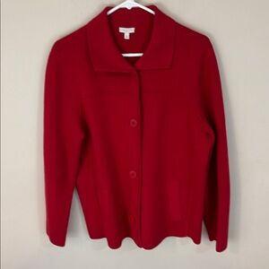 Talbots  Factory Woman Holiday Red Cotton Knit Button Front Blazer Size 1X